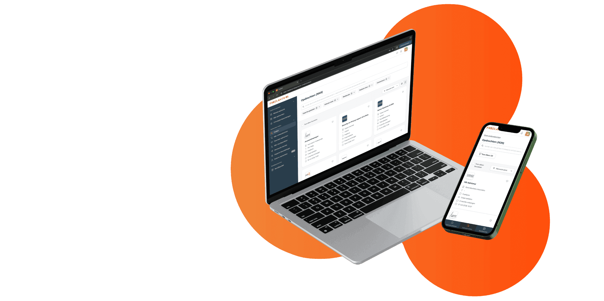 Een laptop en een smartphone met de Marktmonitor.