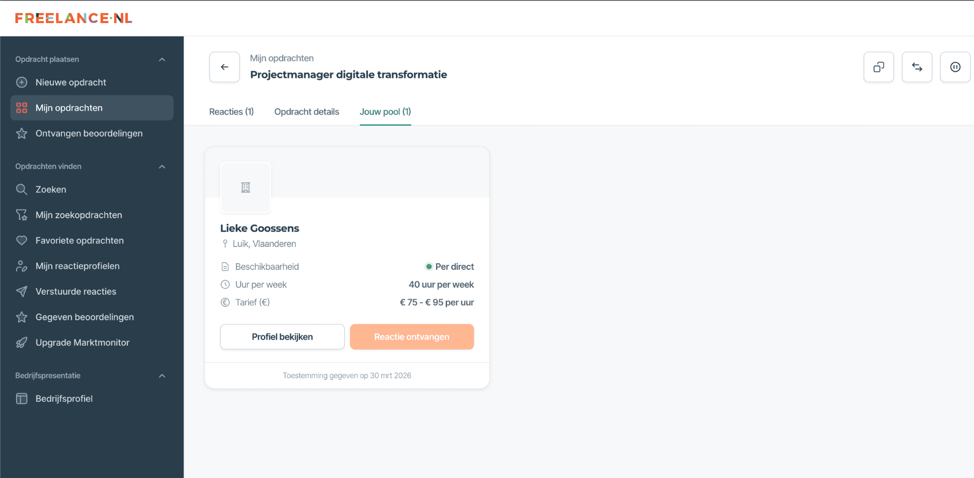 Je Talentpool op Freelance.be.